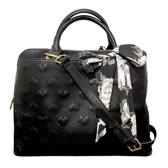 Betsey Johnson Heart Satchel Crossbody Tote Vegan Leather New NWOT - Picture 1 of 13